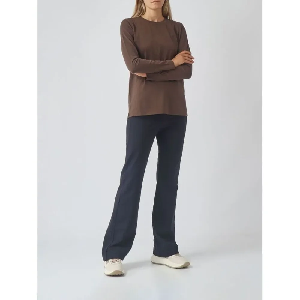 Mm Max Mara Women Mm Max Mara Long-Sleeved Stretch-Cotton Crewneck T-Shirt